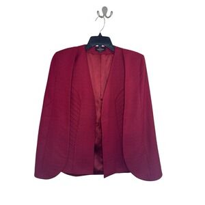 Project Gravitas Burgundy Cape Jacket Small Open Front Blazer Shoulder Pad Wine